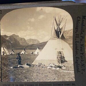 Keystone Stereoview of Blackfeet Indians & Village, MT from 1930s T400 Set #T342
